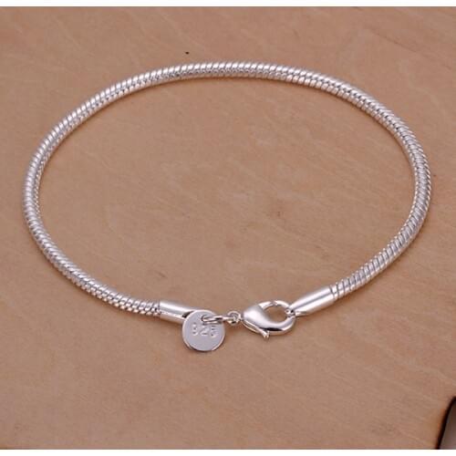 Factory fashion hot top quality Silver color Jewelry charm 3MM Snake chain Bracelets cute women lady free shipping H187