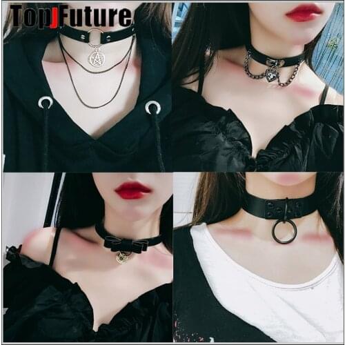 Harajuku Gothic lolita women girl choker sweet lolita cosplay lovely bell Choker short necklace cross heart maid choker