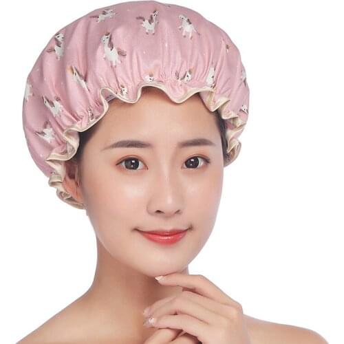 Artracyse 1PC Double Waterproof Shower Cap Waterproof Adult Womens Shower Bathing Cap Anti-smoke Hat Dust Cap Bathing Cap