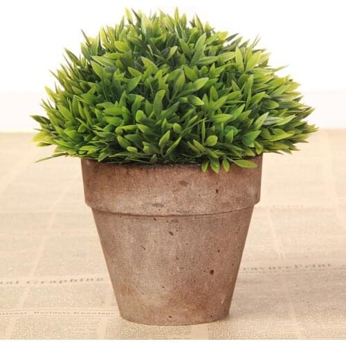 1pc Faux Potted Plant Beautiful Realistic Nice-looking Faux Green Plastic Potted Plant Imitation Bonsai for Household Home Decor