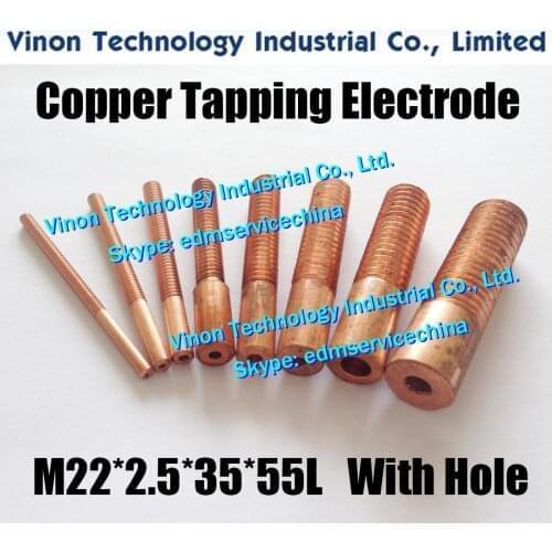 10pc/lot) M22x2.5x35x55mm Copper Orbital Tapping Electrode for EDM spark, tapping electrode copper M22 without hole