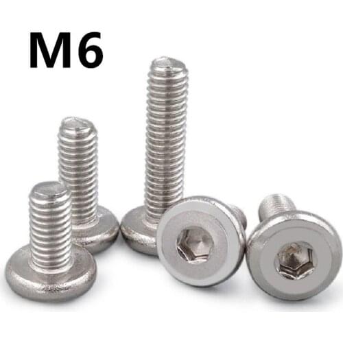 100PCS M6x6/8/10/12/15/20/25/30/35/40/45/50mm 304stainless steel Hypotenuse Flat Head Hex Drive Screw Down Side Furniture Screws