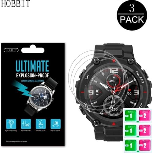 3PCS Nano Anti-shock PET Protective Film For Huami AMAZFIT T-Rex Smart Watch Screen Protector 5H HD Clear Anti-Scratch Film