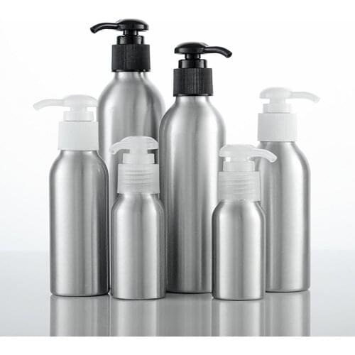 40ml-250ml Aluminum Bottle Storage Lotion Sanitizer Shampoo Round Pump Container refillable bottles