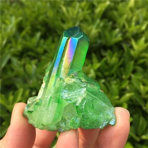 50g Aura Crystal Cluster Angel Aura Titanium Quartz Crystal Stunning Rainbow Specimen Minerals Reiki Healing Chakra Home