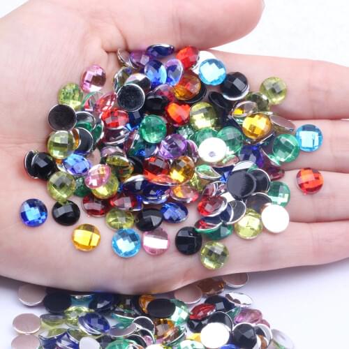 Acrylic Rhinestones Round Earth Facets 8mm 2000pcs Many Colors Flatback Glue On Beads DIY Phone Cases Nails Art Supplies