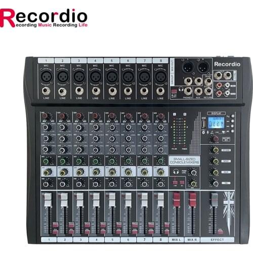 GAX-CT8 Professional 8-channel audio DJ mixer with Blueteeth sound mixer audio karaoke phantom power 48V USB jack
