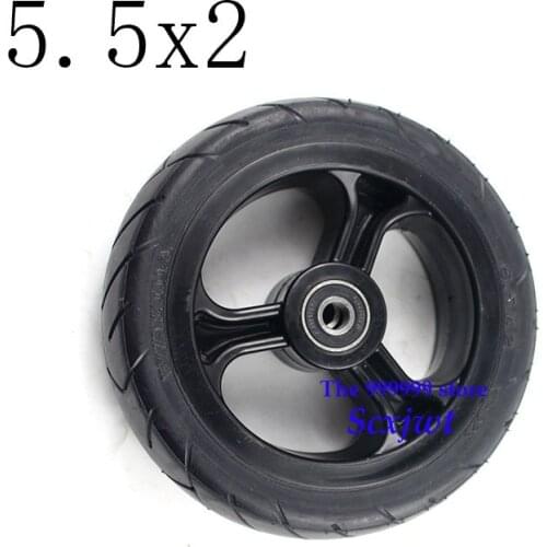 Free Shipping Solid wheels 5 inch 5.5x2 wheel with good quality Nes carbon fiber scooter solid tire with alloy rim tires dolly