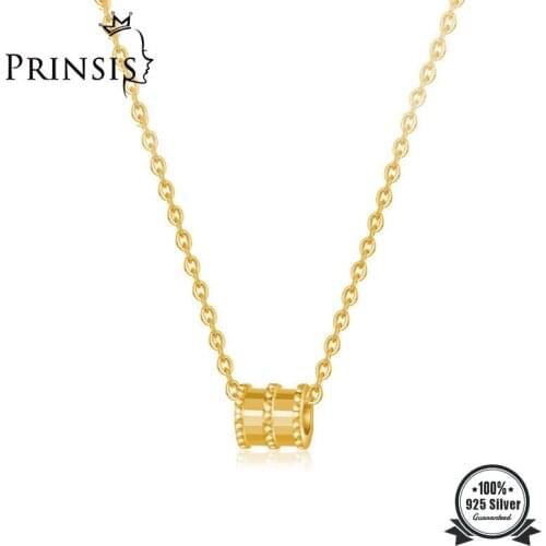 PrinSis Minimalist 925 Sterling Silver Sweet Geometry Barrel Clavicle Chain For Women Wedding Party S925 Necklace Jewelry DD1088