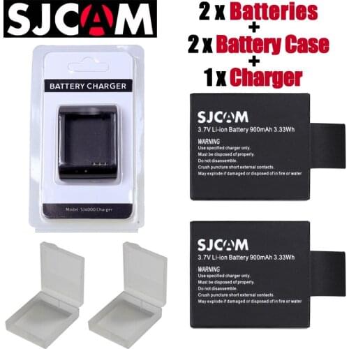 Hot 2pcs sj4000 SJ5000 battery + Charger for SJCAM sj4000 sj5000 sj6000 sj7000 sj8000 WIFI camera Battery + 2Pcs Batteries Case