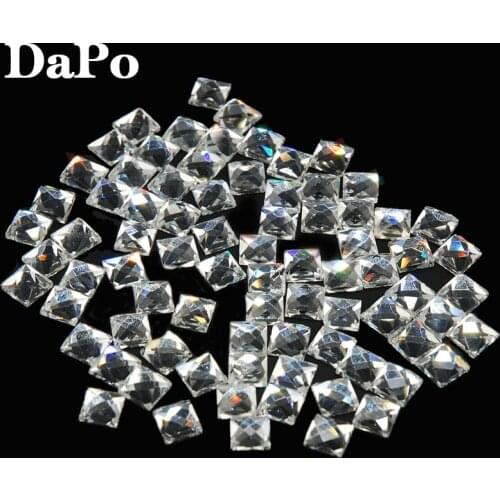 Hot Sales Square Crystal Clear HotFix FlatBack Rhinestones Glass Strass Fancy Shape DMC Square Hot Fix Stones