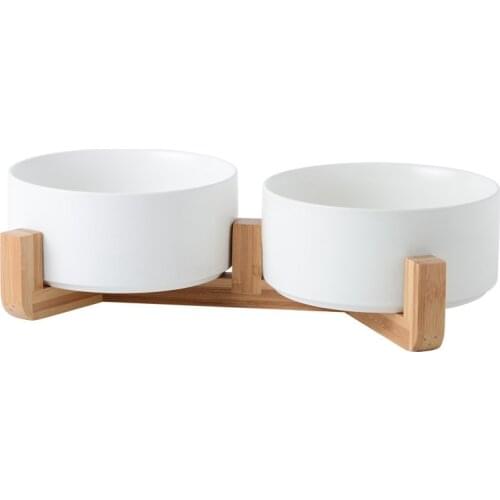 Ceramic Pet Bowl Cat Puppy Feeding Supplies Double Pet Bowls Dog Food Water Feeder