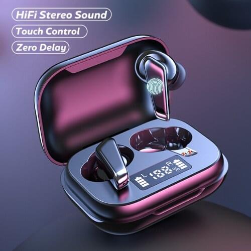 Mini Bluetooth Compatible Ear Phone with Led Power Display 24H Game Time Wireless Headphones Earrings Touch Control Sport