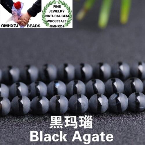 OMHXZJ Wholesale ZB49 4 6 8 10 12mm DIY Bracelet Necklace Jewelry Making Accessories Natural Stone Fine Black Agate Round Beads