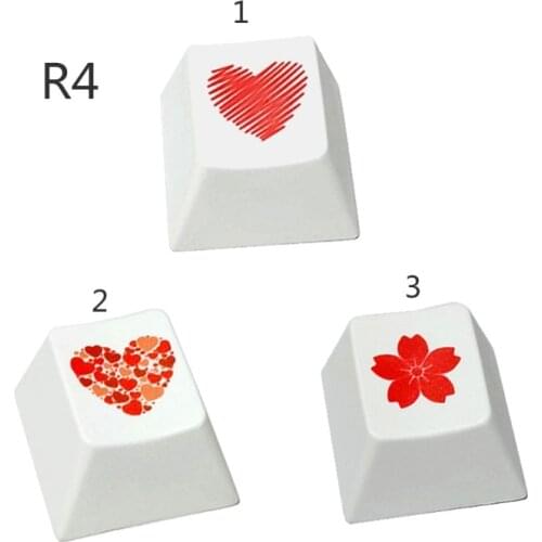 1PC Red Love Heart Keycap Cherry Profile PBT Key R4 for Mx Switch Mechanical Keyboard Dyeing Sublimation Cap wholesales