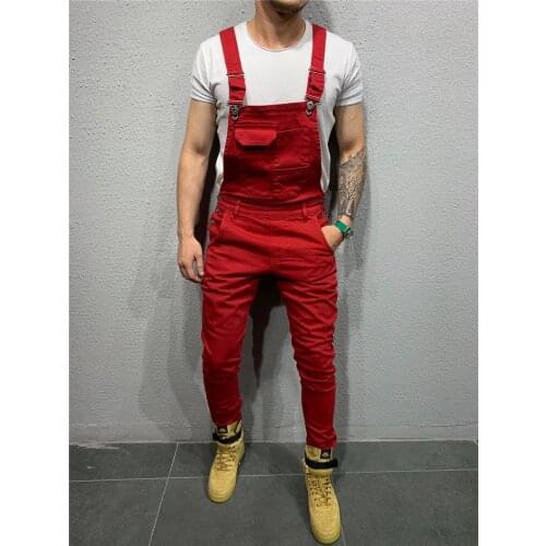 Fashionable Mens Suspenders Jeans Popular Work Clothes 6 Colors Pockets Overall Denim Pants Classical Suspender Trousers