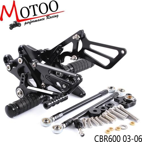 Motoo - Full CNC Aluminum Motorcycle Adjustable Rearsets Rear Sets Foot Pegs For HONDA CBR600RR CBR 600RR CBR 600 RR 2003-2006