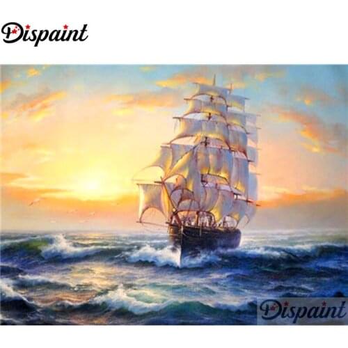 Dispaint Full Square/Round Drill 5D DIY Diamond Painting "Sailing ship" Embroidery Cross Stitch 3D Home Decor A11938