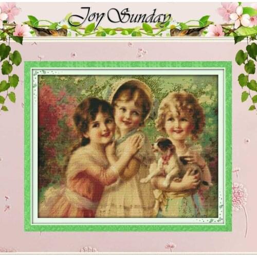 Three Little Angels Patterns Counted Cross Stitch DIY 11CT 14CT Cross Stitch Set Chinese Cross-stitch Kits Embroidery Needlework