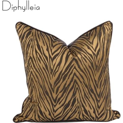 Diphylleia Tiger Animal Stripe Pillow Cover Coffee Gold Vintage Cushion Cover Housewarming Modern Sofa Bedding Decor 50x50cm
