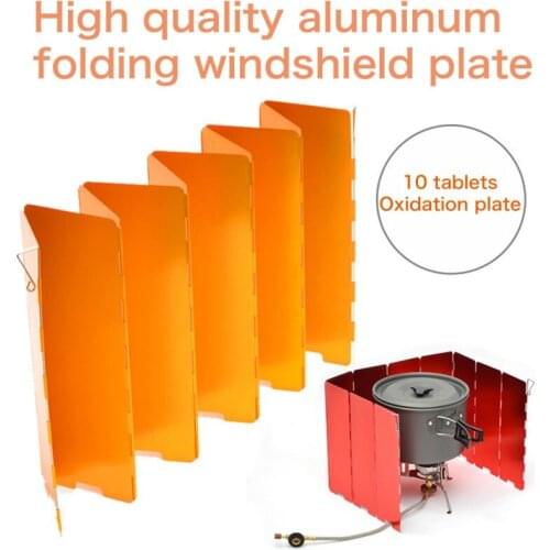 New Gas Stove Windshield Screen 10 Plates Aluminium Alloy Foldable Outdoor Camping Win Shield