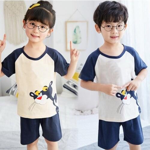 Baby Clothes Kids Sleepwear New Summer Cartoon Pajamas For Girls Boys Childrens Pajamas Short-sleeves Cotton 2pcs Pyjamas Set
