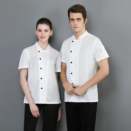 Hotel Bakery Kitchen Jacket Shirt Catering Restaurant Short Sleeve Chef Uniform Cooking Pastry Men and Women Breathable Workwear