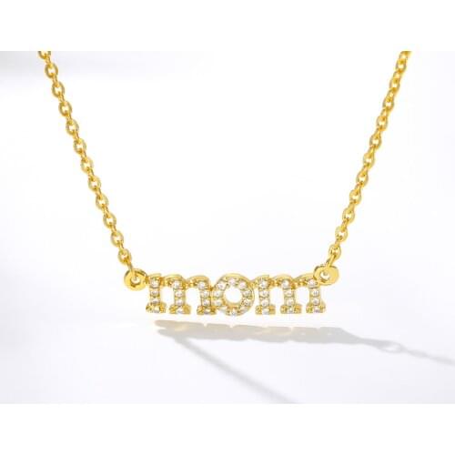 Christmas Gifts For Mother Crystal MOM Necklace Luxury Jewelry Dainty Gold Color Chain Zircon Choker Collier Femme Joyas