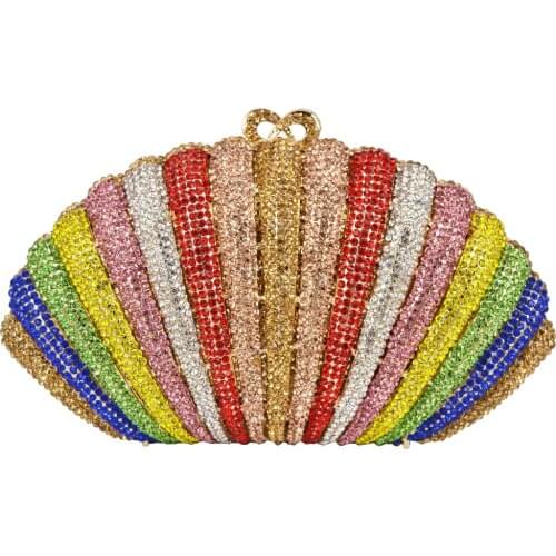 Rainbow Fashion Crystal Evening Bags Luxury Party Wedding marriage Clutch Bag Women Purse Chain Handbags Female Evening Bag