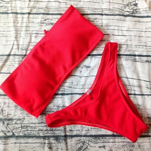 Sexy Bikini Set 2 Piece Swimsuit Padded Tube High Waist Strapless Bikini Women Swimwear Women Swimsuit