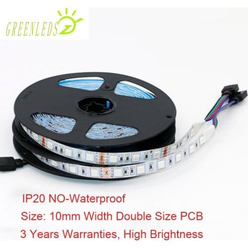 LED Strips IP20 No-waterproof 60LEDs per Meter RGB Color 14.4w/m DC12/24V IP20 Flexible Strips With 3 Years Warranties