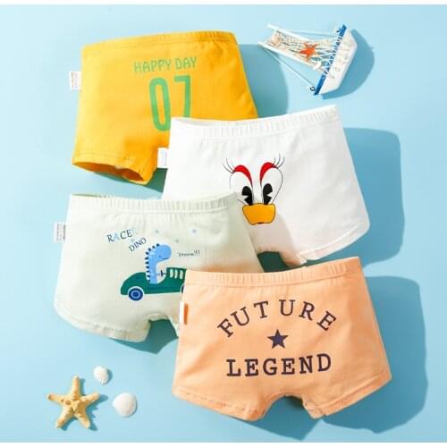 3-12Yrs Child Boys Dinosaur Cartoon Cotton Panties Kids Boys Underwear Shorts 4Pcs/Lot