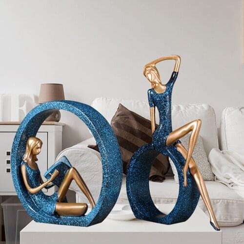 Resin Ornaments Girls Reading Crafts European Style Home Decoration Accessories Girls Christmas Gift Art Living Room Home Decor