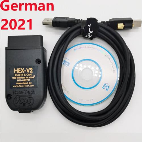 VCDS VAG COM 2021 HEX V2 USB Interface Vag Com 21.3 OBDII Testers FOR VW AUDI Skoda Seat VAG 21.3 English German OBD Scanner