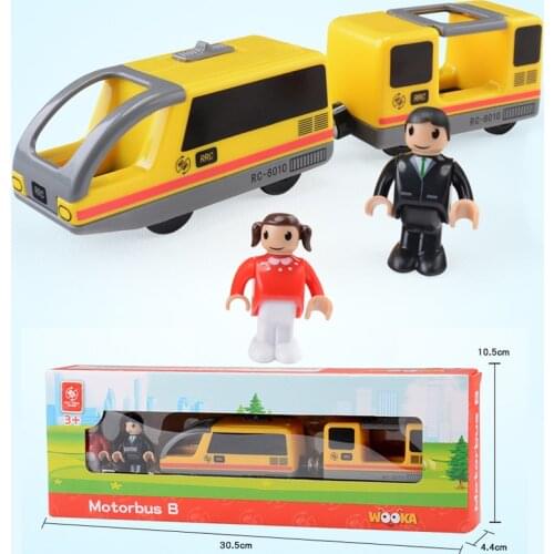 W120 Free Shipping Public Train B Wooden Rail Train Set Electric Wooden Block Rail Car Toy Compatible BRioTrack Childrens track