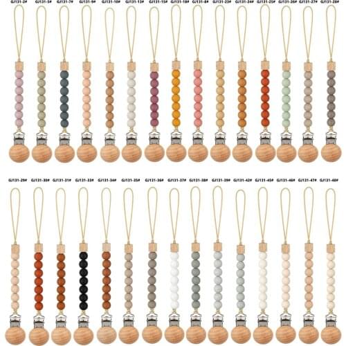 Newborn Pacifier Clip Soother Chain BPA-free Silicone Beads DIY Dummy Nipple Holder Baby Teething Chewable Toys