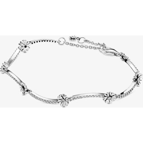 Genuine Sparkling Flower Bracelet Argent 925 Sterling Silver Chain Bracelets For Women DIY Fine Jewelry bracelet femme 2020 New
