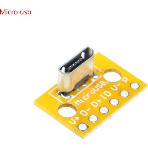 10pcs Vertical MICRO USB female TO dip 2.54MM board Adapter 6 PIN SOCKET CONNECTOR PCB Converter 180 Degree