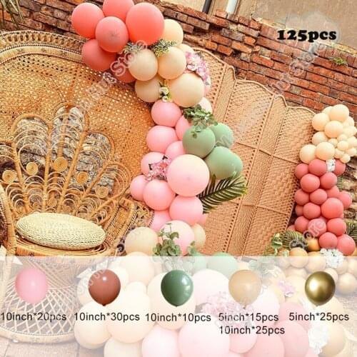 125pcs Macaron Pink Wedding Birthday Party Background Baby Shower Supplies Golden Holidays Celebration Balloon Garland Arch Kits
