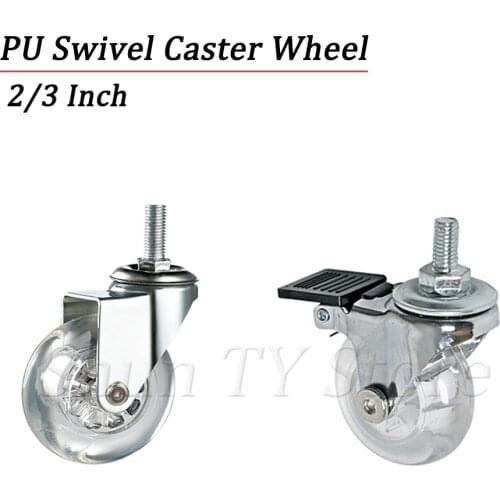 2 Pcs 360-Degree Rotating Screw Swivel Casters, Heavy-Duty Casters, No Noise, Transparent For Furniture And Cabinet Wheels