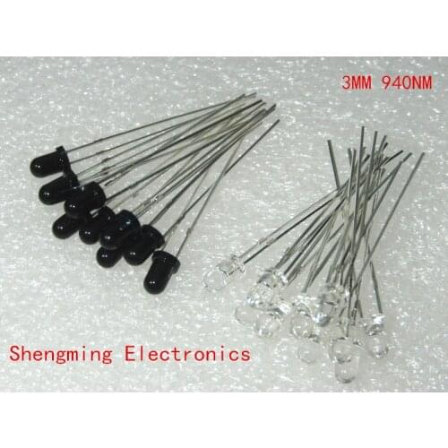 20pcs 3mm 940nm LEDs infrared emitter and IR receiver 10pairs diodes F3 NEW 300A