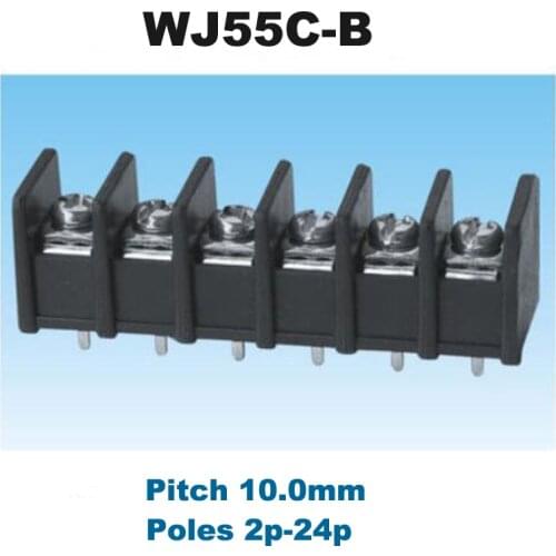20pcs Pitch 10.0mm Center Straight Pin 2P 3P 4P 5P 6P 8P Barrier Screw PCB Terminal Block Wire bornier Connectors 55C-B 300V 20A
