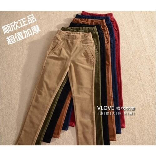 2020 womens Corduroy casual pant cotton high quality wholesale price large elastic waist thick plus size XXL 3X; 4XL 5XL 6XL