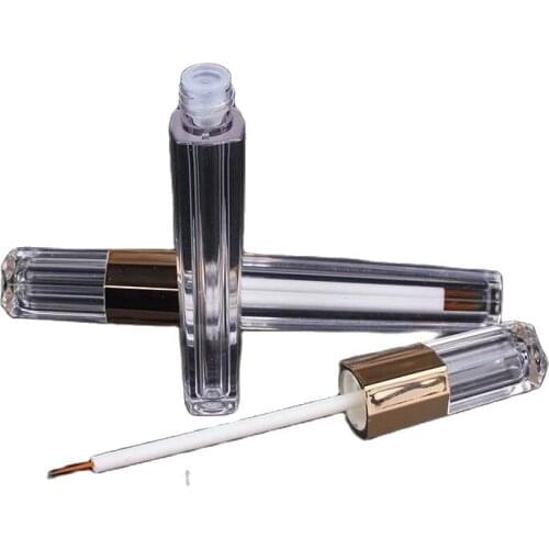 3ml transparent acrylic eyeliner tube gold/silver middle lip gloss tube cosmetic tube lashes tube plastic stopper avoid leaking