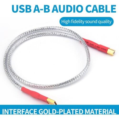 5nocc 5nocc unico cristal prata usb 2.0 a ab, a a um cabo, o -end tipo a para tipo b cabo de audio, cabo de dado de alta fidelid