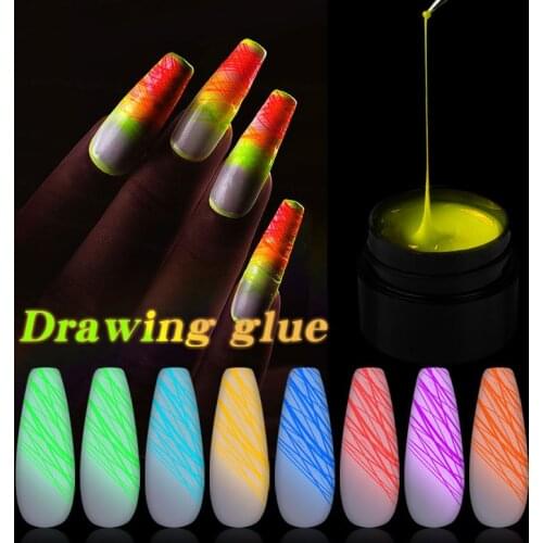 8 Color Luminous Professional Paint UV Nail Gel Spider UV/LED Nail Art Gel Polish Stretch Glue Tools Varnish Drawing