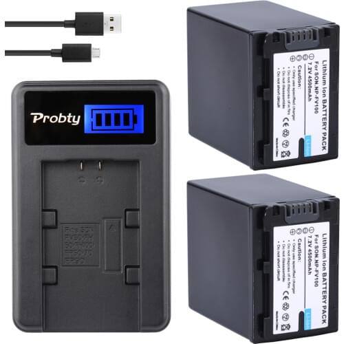 2Pcs NP-FV100 NP FV100 Battery + LCD Charger For Sony DCR-SR15 SR21 SR68 SR88 SX15 SX21 SX44 SX45 SX63 SX65 SX83 SX85 TD10 VG30