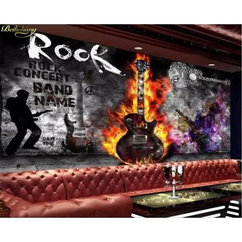 Beibehang Custom wallpaper mural guitar rock KTV music bar tooling wall papers home decor papel de parede 3d wallpaper