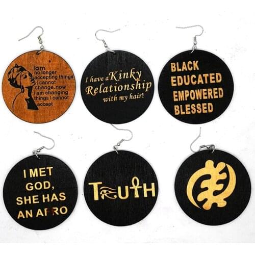 Free Shipping!Newest Engraved Truth Wooden Earrings
