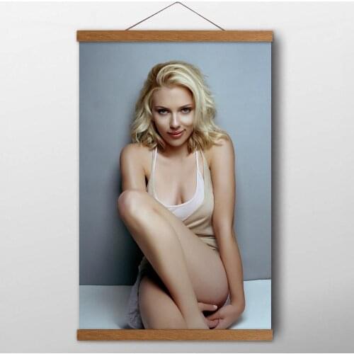 Blonde Girl Scarlett Johansson Portrait Poster Canvas Print Wall Art Solid Wood Scrolls Painting For Living Room Decor